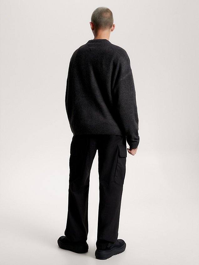 black essential boxy fit cardigan für herren - tommy jeans