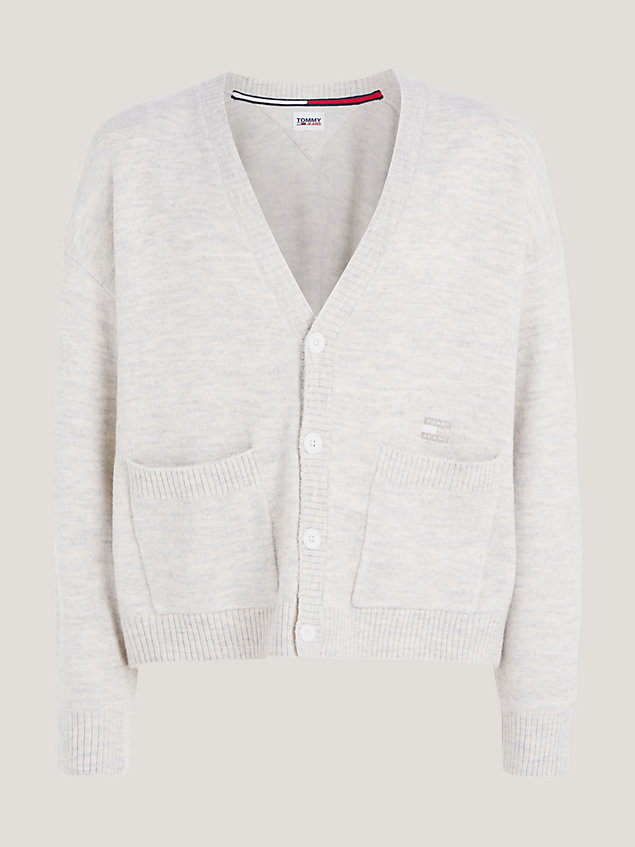 white essential tonal boxy fit cardigan for men tommy jeans