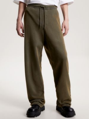 Mens - Organic Cotton Baggy Cargo Pants in Drab Olive Green