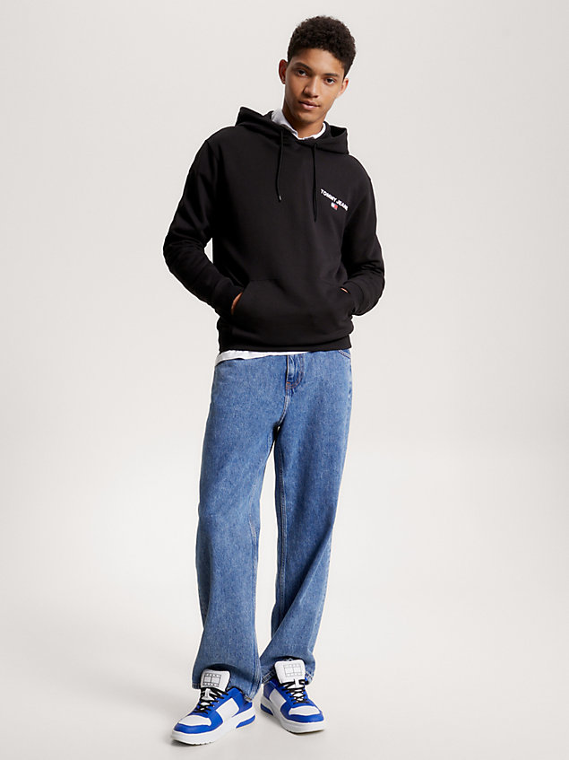 black hoodie met grafisch logo voor heren - tommy jeans