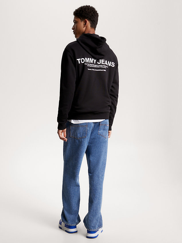 black hoodie met grafisch logo voor heren - tommy jeans