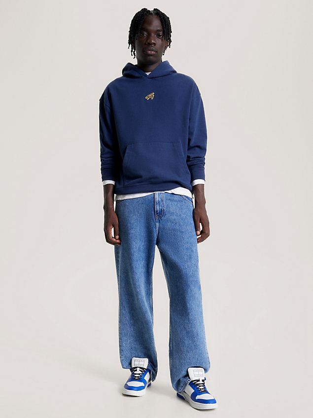 blue relaxed fit hoodie mit signatur-logo für herren - tommy jeans