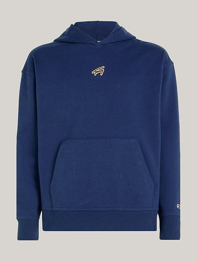 blue signature logo relaxed fit hoody for men tommy jeans