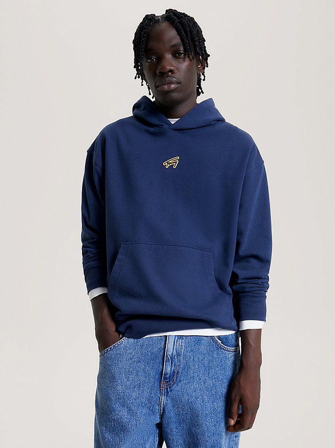 Signature Logo Relaxed Fit Hoody | Blue | Tommy Hilfiger