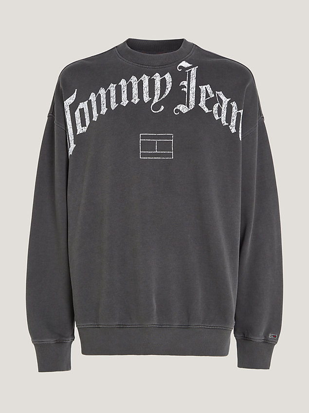 black relaxed fit sweatshirt mit logo für herren - tommy jeans
