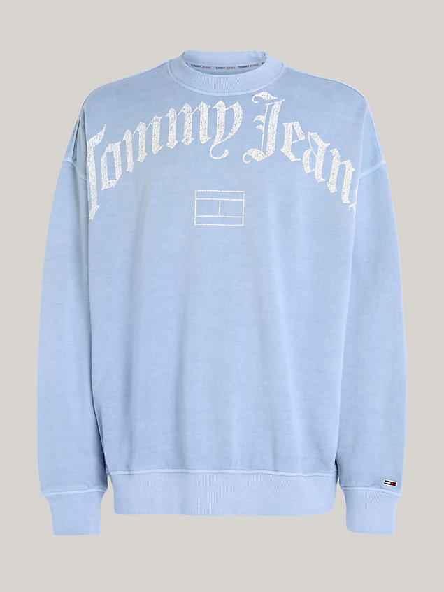 blue relaxed fit sweatshirt met logo voor heren - tommy jeans