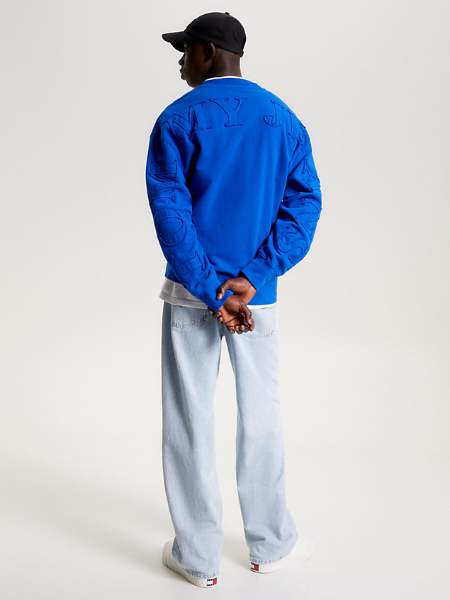 felpa relaxed fit con logo sul retro blue da uomo tommy jeans