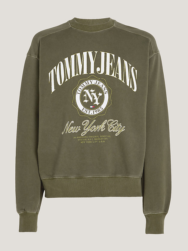 groen varsity sweatshirt met boxy fit en logo voor heren - tommy jeans