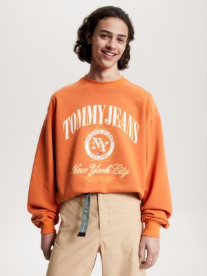 Varsity Logo Boxy Fit Sweatshirt Orange Tommy Hilfiger