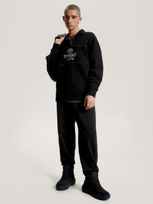 Logo Relaxed Fit Half-Zip Sweatshirt, Black