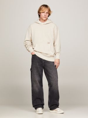 Beige Fit Tommy Hoodie | mit Relaxed Tommy-Badge | Hilfiger Essential