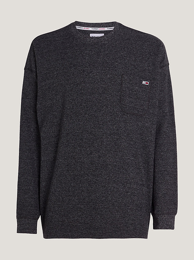 black essential relaxed longsleeve t-shirt voor heren - tommy jeans