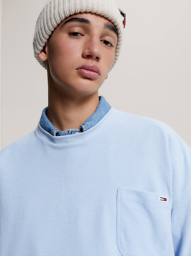 Essential Waffle Relaxed Long Sleeve T-Shirt | BLUE | Tommy Hilfiger
