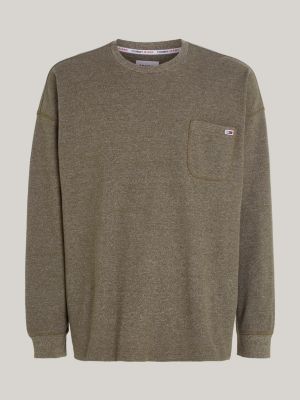 Essential Waffle Relaxed Long Sleeve T-Shirt | Green | Tommy Hilfiger