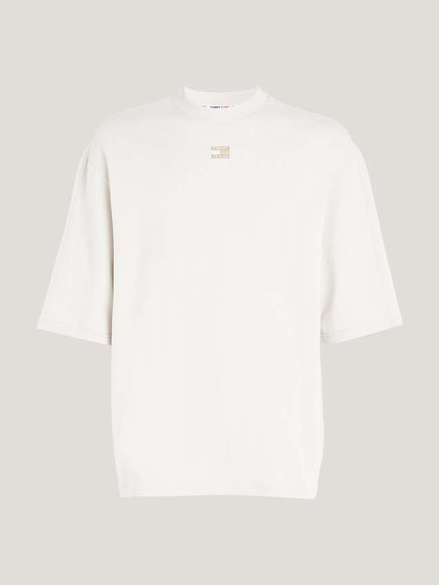 t-shirt essential oversize con distintivo beige da uomo tommy jeans
