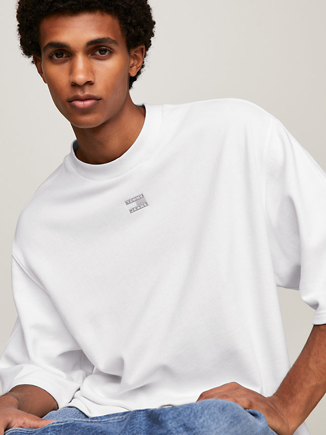 camiseta essential tonal de corte oversize white de hombre tommy jeans