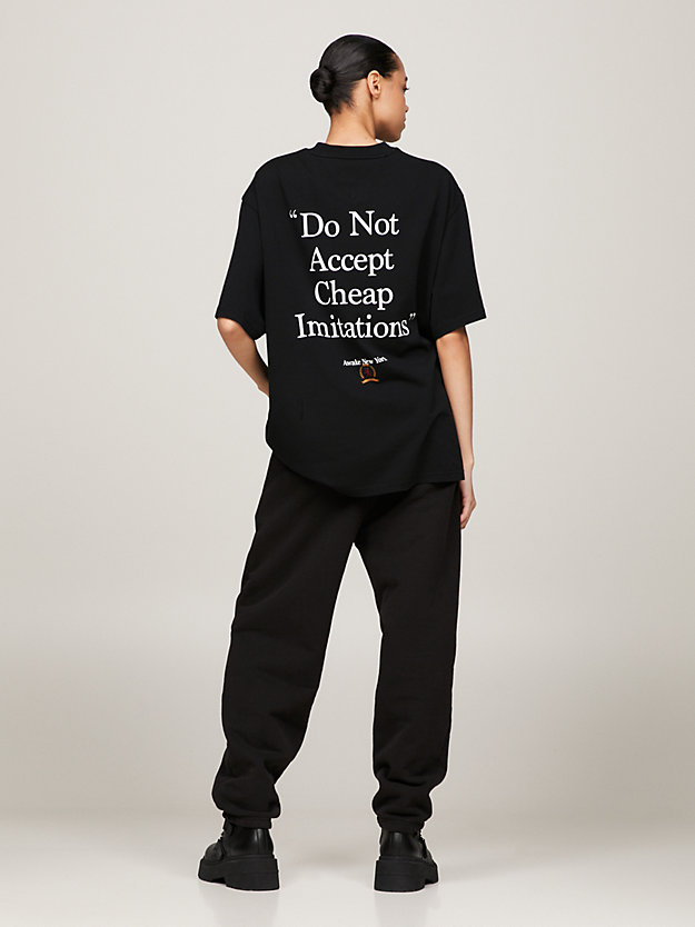 zwart tommy x awake ny t-shirt met slogan op de rug voor heren - tommy jeans