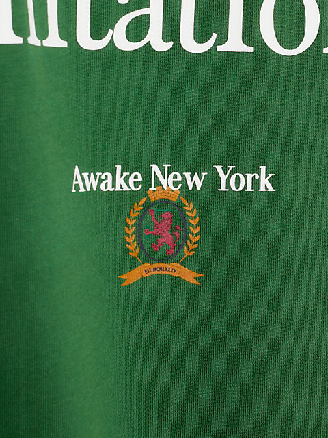green tommy x awake ny t-shirt mit slogan hinten für herren - tommy jeans