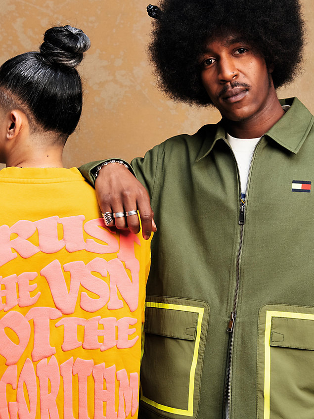 yellow tommy x supervsn trust the vsn sweatshirt for men tommy jeans