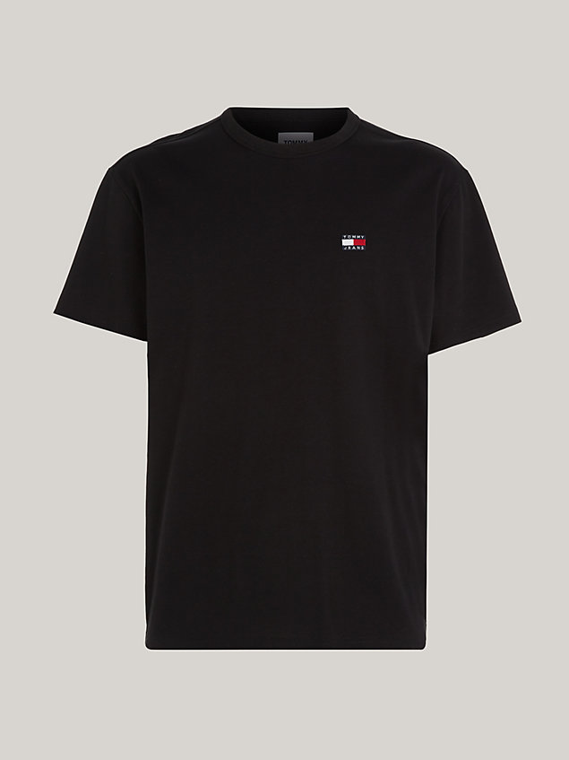 black classic fit t-shirt met badge voor heren - tommy jeans