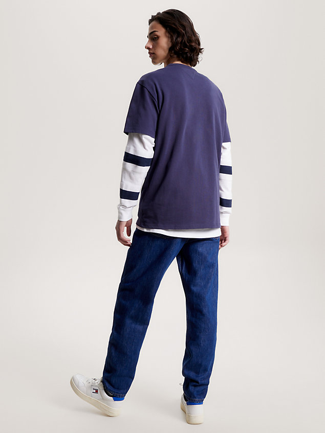 t-shirt classic fit con distintivo blue da uomo tommy jeans