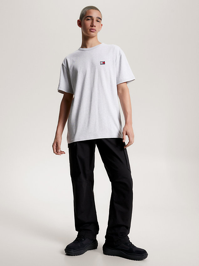 t-shirt classic fit con distintivo grey da uomo tommy jeans