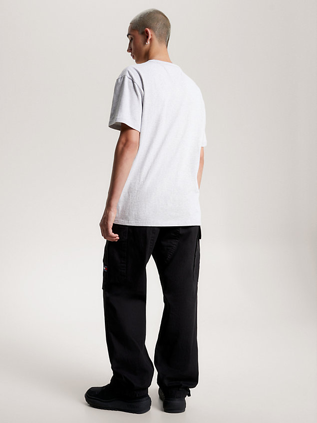 t-shirt classic fit con distintivo grey da uomo tommy jeans