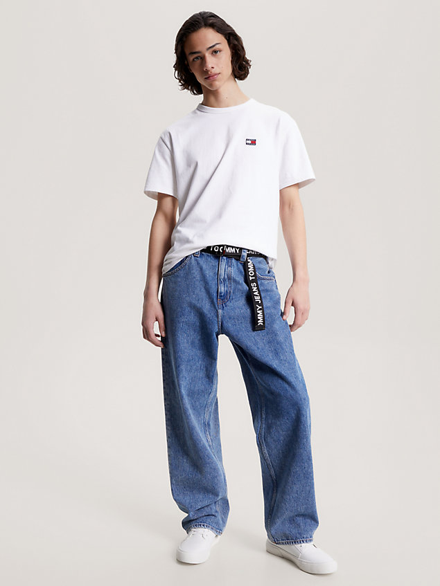 t-shirt classic fit con distintivo white da uomo tommy jeans