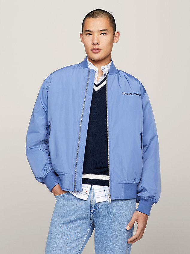 blue classics padded bomber jacket for men tommy jeans
