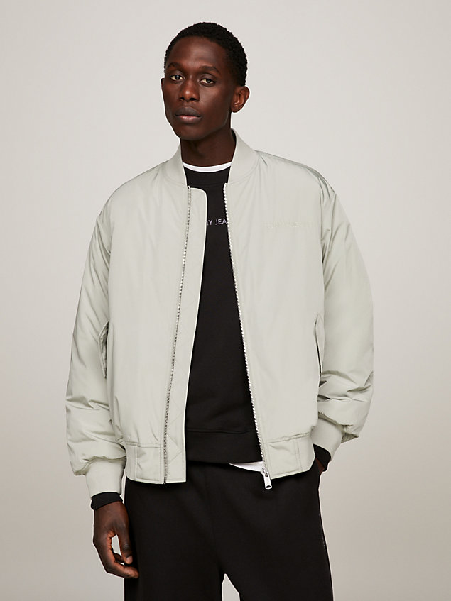 grey classics padded bomber jacket for men tommy jeans