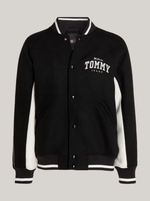 Black varsity bomber clearance jacket