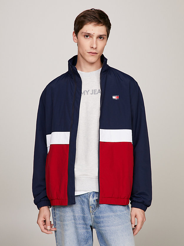 Essential Colour-Blocked Relaxed Bomber Jacket | Blue | Tommy Hilfiger