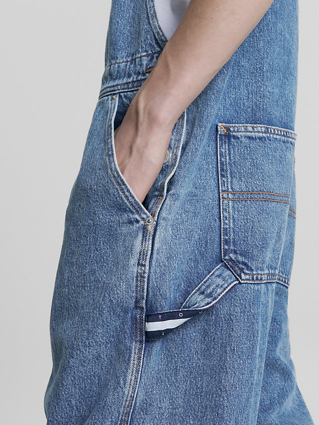 salopette coupe standard en denim denim pour hommes tommy jeans