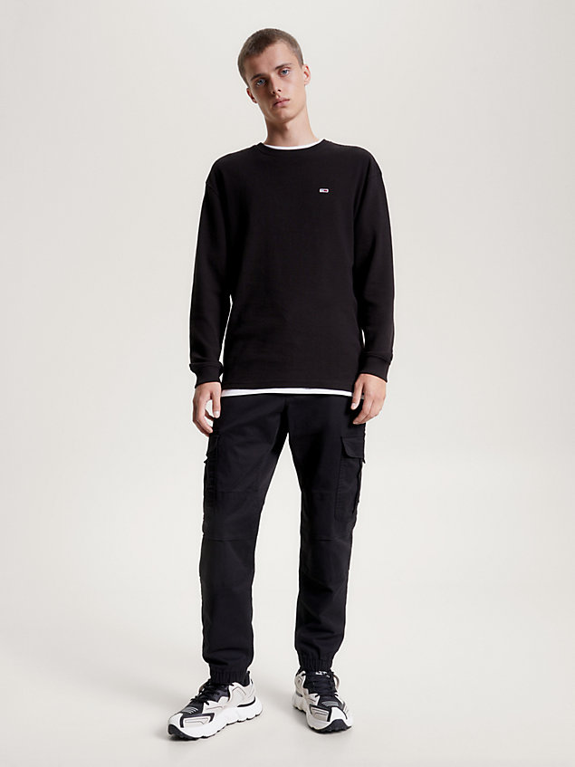 black ethan twill relaxed cargo trousers for men tommy jeans