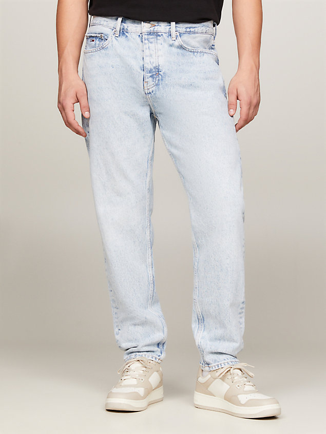 denim isaac relaxed tapered jeans met fading voor heren - tommy jeans