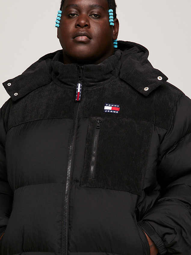 black plus cord recycled down alaska puffer for men tommy jeans