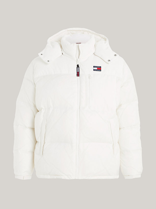 white plus cord recycled down alaska puffer for men tommy jeans