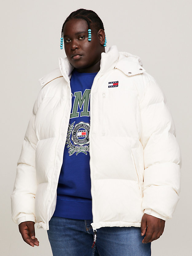 white plus cord recycled down alaska puffer for men tommy jeans
