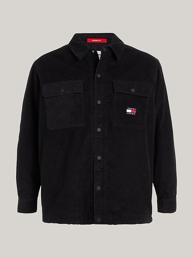 black plus sherpa corduroy casual overshirt for men tommy jeans