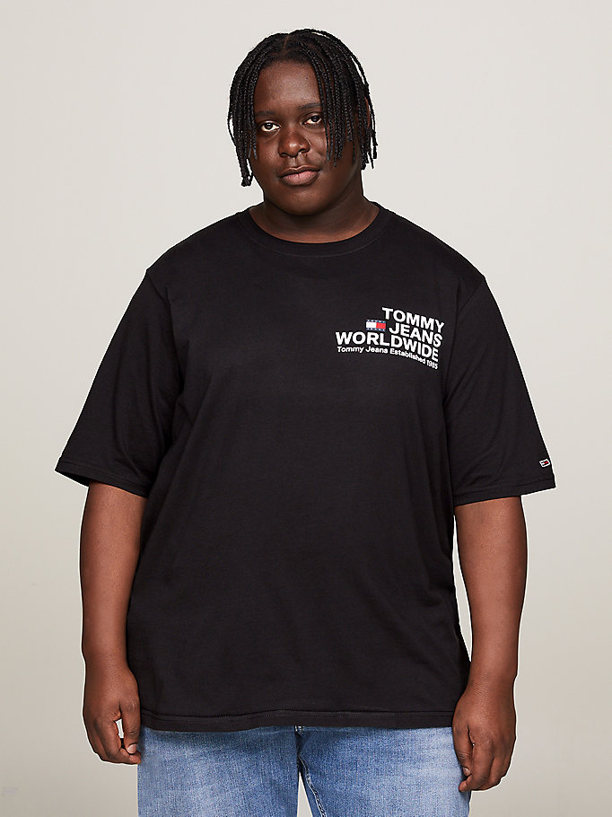 Plus Crew Neck Logo T-Shirt | BLACK | Tommy Hilfiger