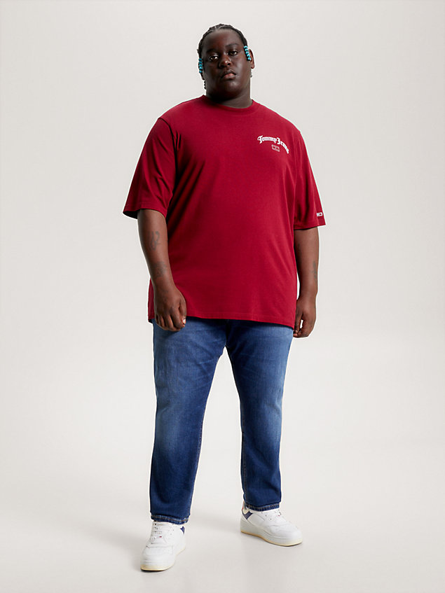 red plus relaxed fit t-shirt mit logo für herren - tommy jeans