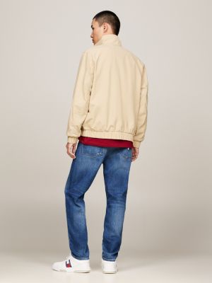 giacca a vento essential relaxed fit con zip beige da uomini tommy jeans