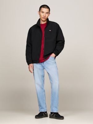 giacca a vento essential relaxed fit con zip nero da uomini tommy jeans