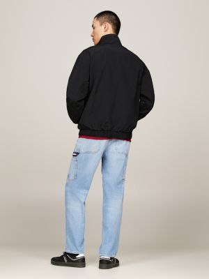 giacca a vento essential relaxed fit con zip nero da uomini tommy jeans