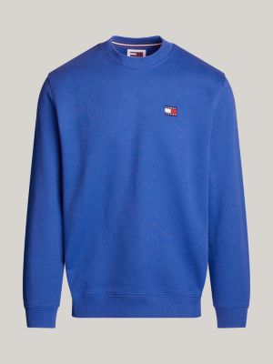 blue tommy badge crew neck sweatshirt for men tommy jeans