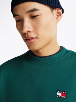 green tommy badge crew neck sweatshirt for men tommy jeans