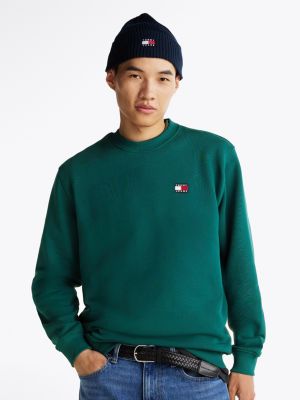 green tommy badge crew neck sweatshirt for men tommy jeans