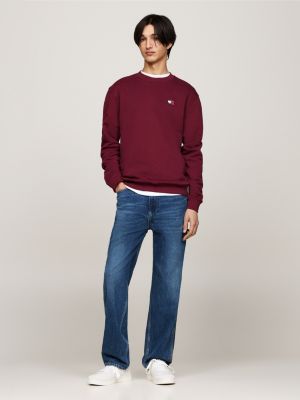 red tommy badge crew neck sweatshirt for men tommy jeans