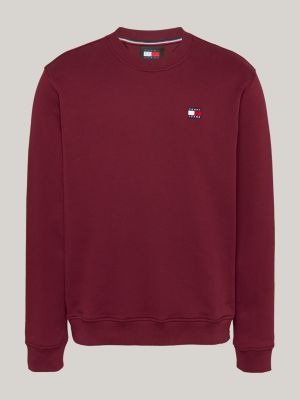 red tommy badge crew neck sweatshirt for men tommy jeans