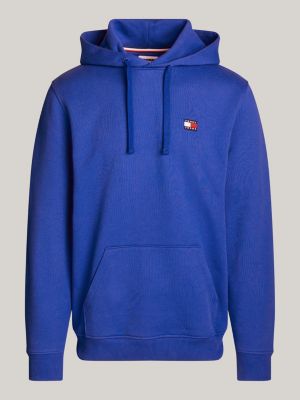 blue tommy badge drawstring hoody for men tommy jeans